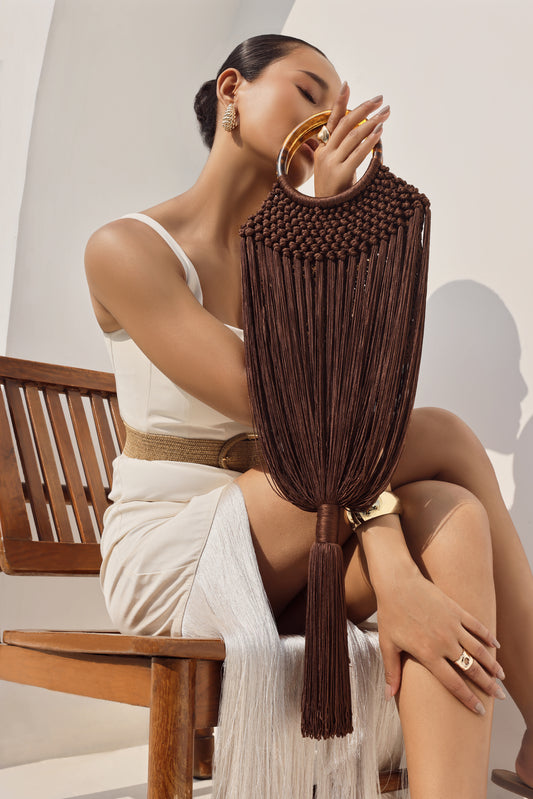 Brown Fringe Boho Bag – Tassel Statement Handbag