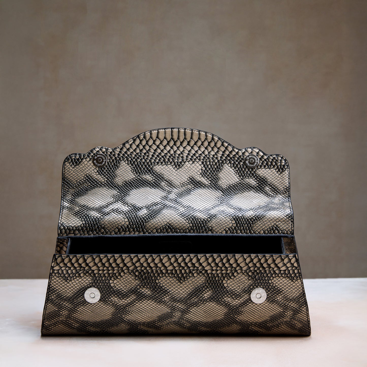 Gold Metallic Snake Print Clutch – Party Evening Bag