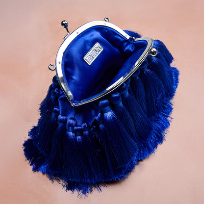 Royal Blue Tassel Evening Clutch – Showstopper Party Bag