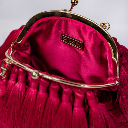 Rani Pink Tassel Clutch