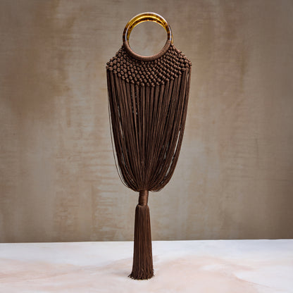 Brown Fringe Statement Bag – Designer Boho Tassel Handbag for Weddings & Resort Wear