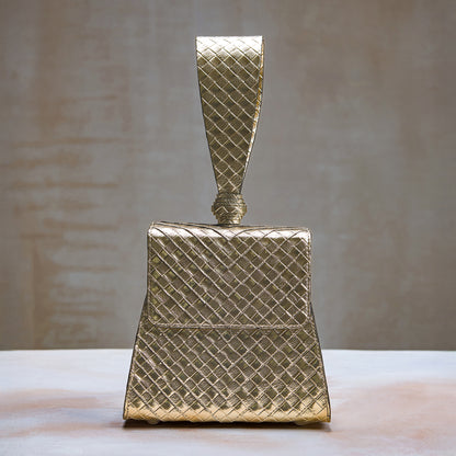 Golden Wristlet Clutch – Metallic Gold Party & Wedding Handbag for Women