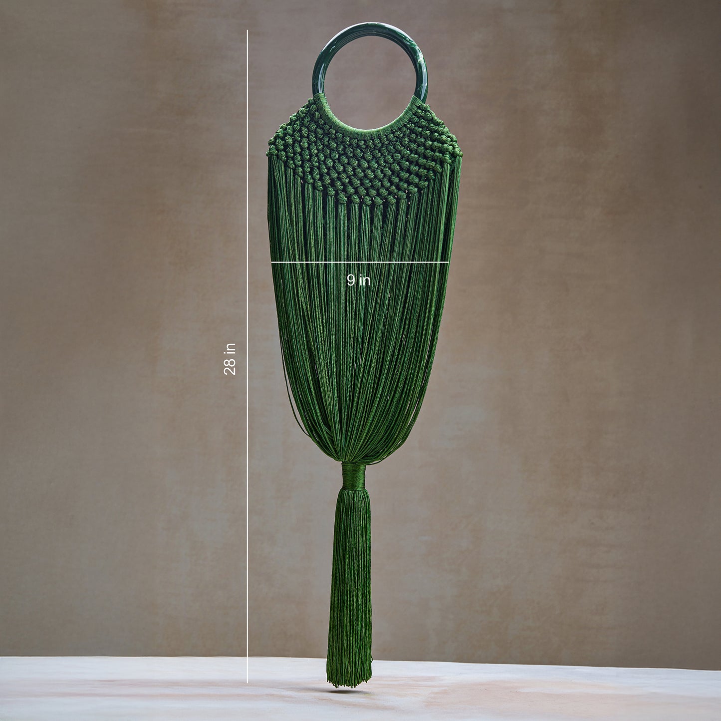 Green Fringe Statement Bag – Designer Green Resort Wear Handbag for Women