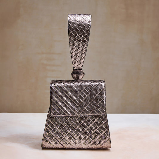 Gunmetal Wristlet – Metallic Party Clutch for Women | Wedding & Evening Statement Bag