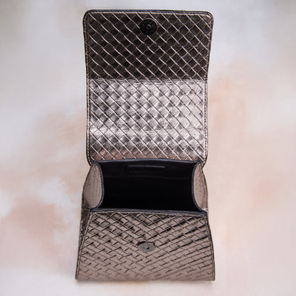 Gunmetal Wristlet – Metallic Party Clutch for Women | Wedding & Evening Statement Bag