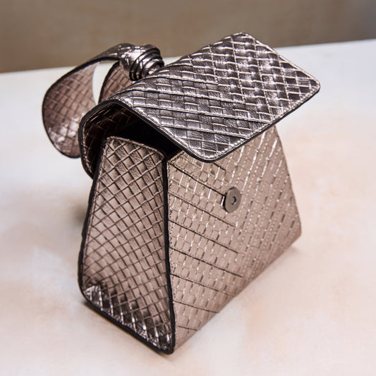 Gunmetal Wristlet – Metallic Party Clutch for Women | Wedding & Evening Statement Bag