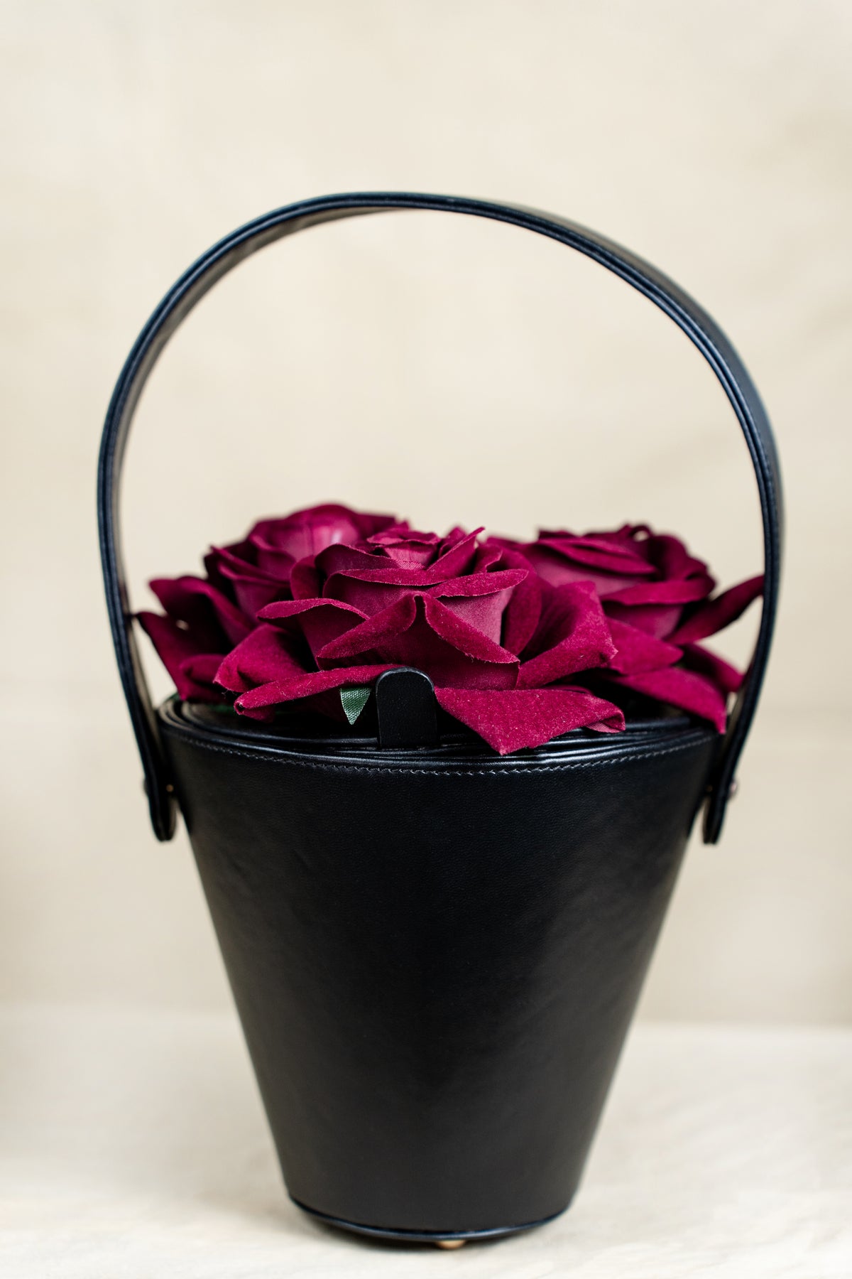 GUL — Rose Bucket Bag | Black Vegan Leather Evening Bag - MADE TO ORDER