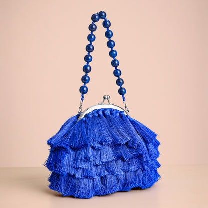 Royal Blue Tassel Evening Clutch – Showstopper Party Bag
