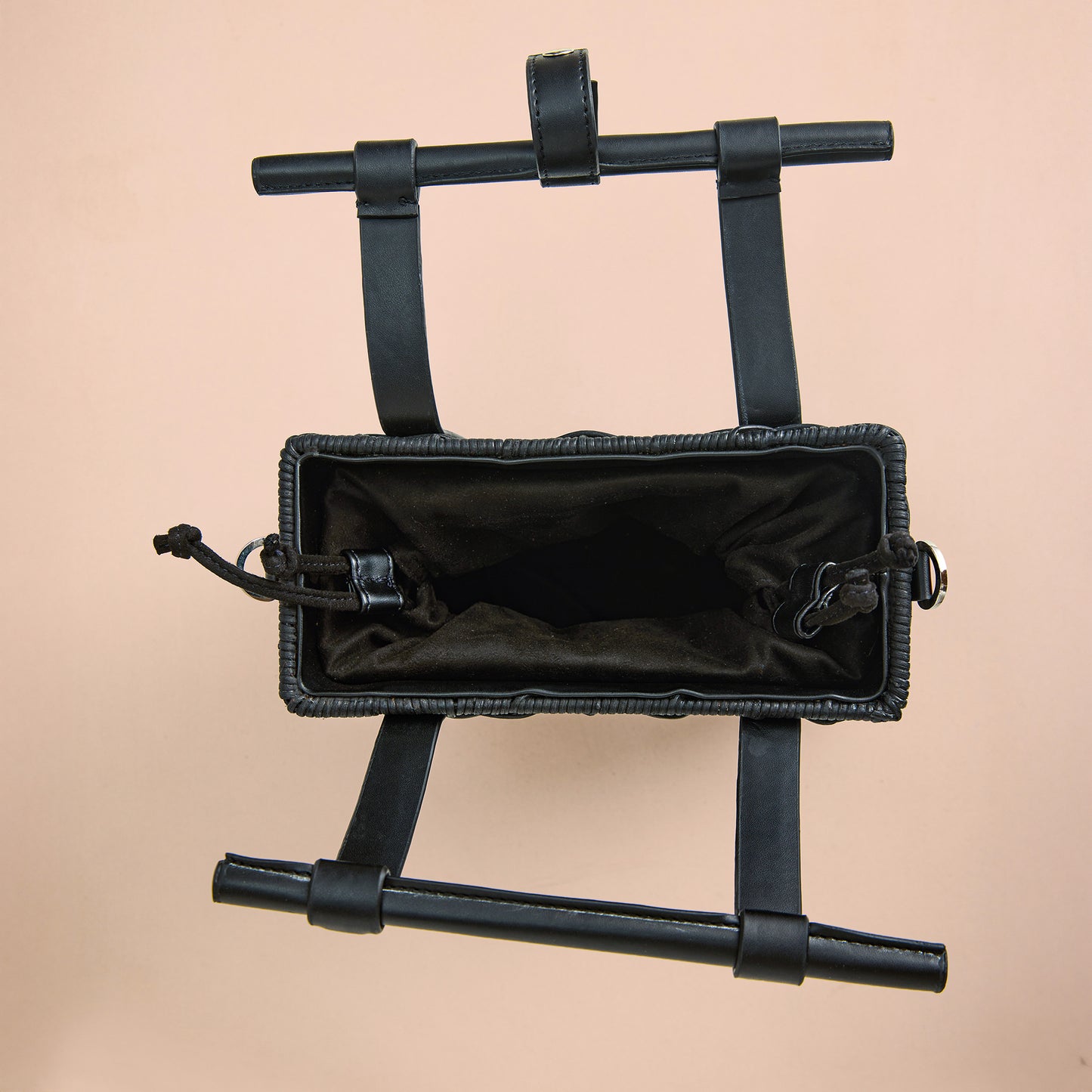 Black Cane Crossbody – Structured Wooden Handle Handbag