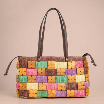 Handwoven Pop Tote – Boho Shoulder Bag for Women