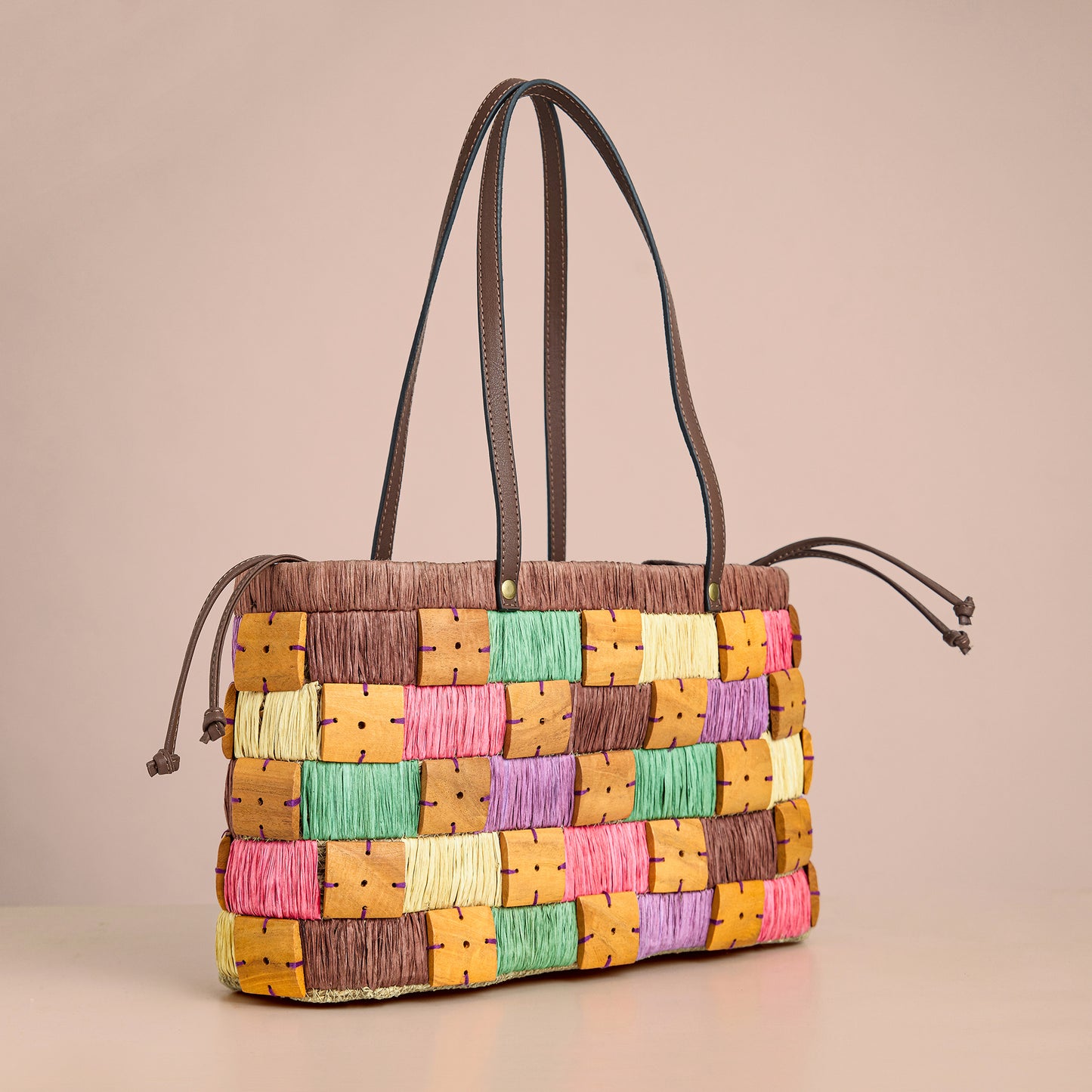 Handwoven Pop Tote – Boho Shoulder Bag for Women