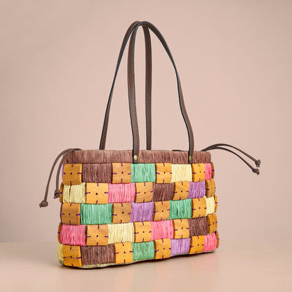Handwoven Pop Tote – Boho Shoulder Bag for Women