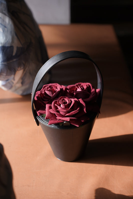GUL — Rose Bucket Bag | Black Vegan Leather Evening Bag